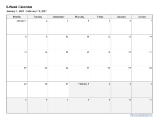 Printable 6-Week Calendar - CalendarsQuick