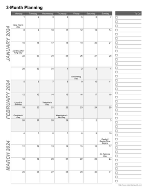 Three Month Calendar Template For Your Needs