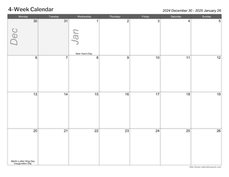 Printable Weekly Calendars - CalendarsQuick