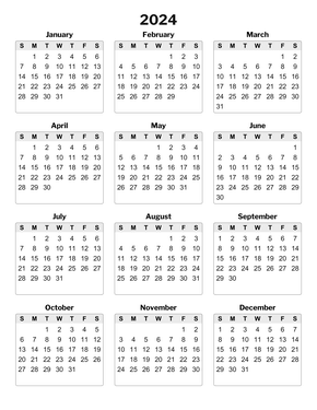 Printable Yearly Calendars - CalendarsQuick