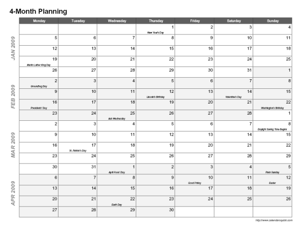 Printable Multi Week Calendar